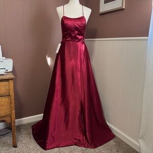 NWT Witness of Love Red Satin Ball Gown with Train
